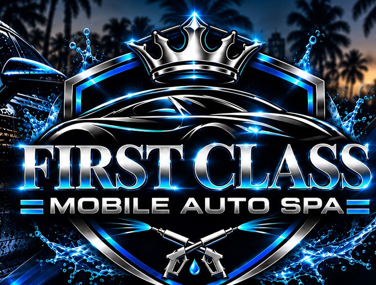 First Class Mobile Auto Spa crown and shield logo